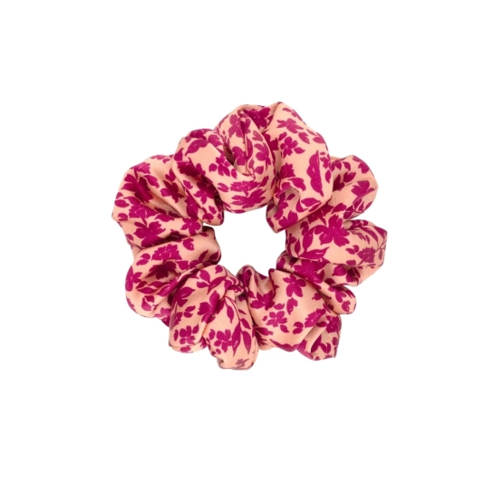 Almania gumka do włosów Scrunchie jedwabna – kwiaty fuksji