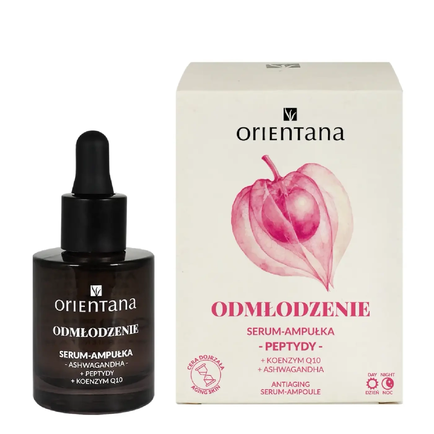 Orientana ASHWAGANDHA Serum-ampułka ODMŁODZENIE Ashwagandha Peptydy Koenzym Q10 30ml