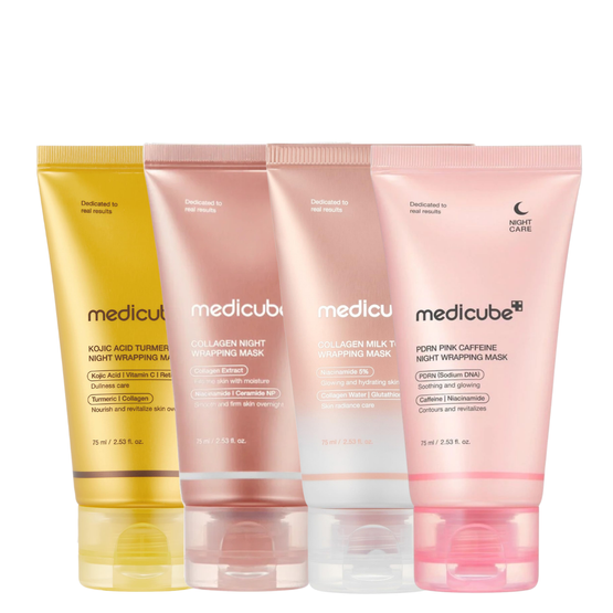 Medicube Night Wrapping Mask Set - Zestaw Masek całonocnych Collagen + Kojic Acid + PDRN Pink Caffeine + Collagen Milky Toning