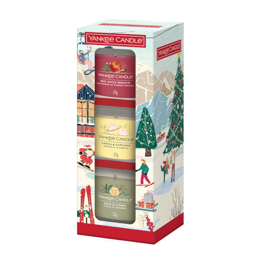 Yankee Candle Zestaw 3 świec mini - APRES SKI - Red Apple Wreath, Sage & Citrus, Vanilla Cupcake