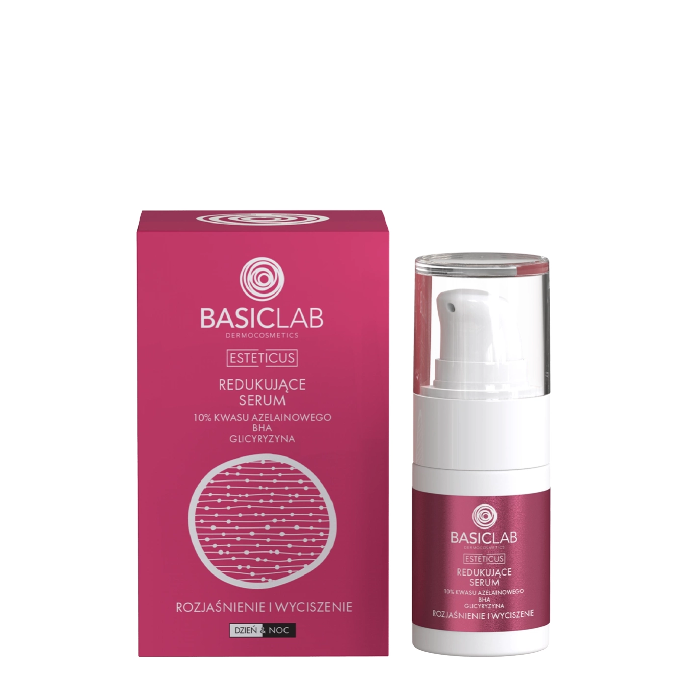 BasicLab Redukujące serum 10% kwasu azelainowego, BHA, Glicyryzyna, Rozjaśnienie i Wyciszenie 15ML