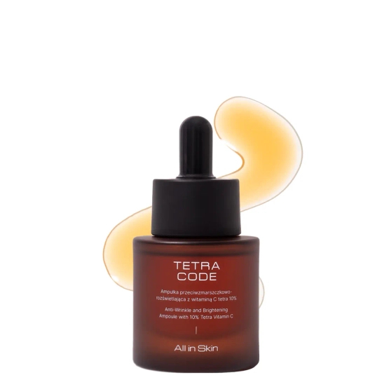 All in Skin TETRA CODE Multiaktywna olejowa ampułka przeciwzmarszczkowo-rozświetlająca z witaminą C tetra 10% 30ml