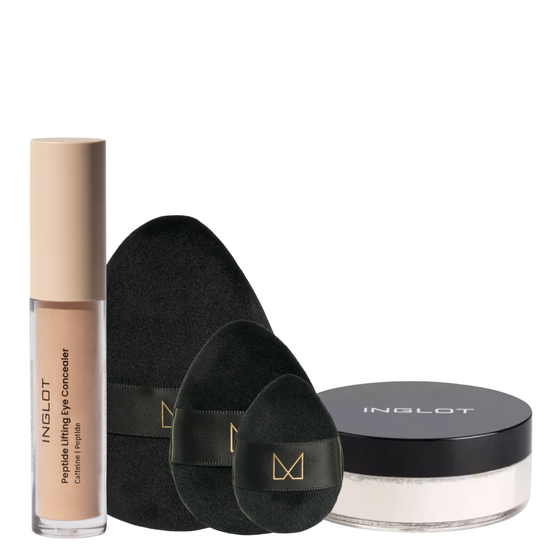 M Brush x Inglot Zestaw do makijażu twarzy Puder pod oczy + puszki + korektor 202