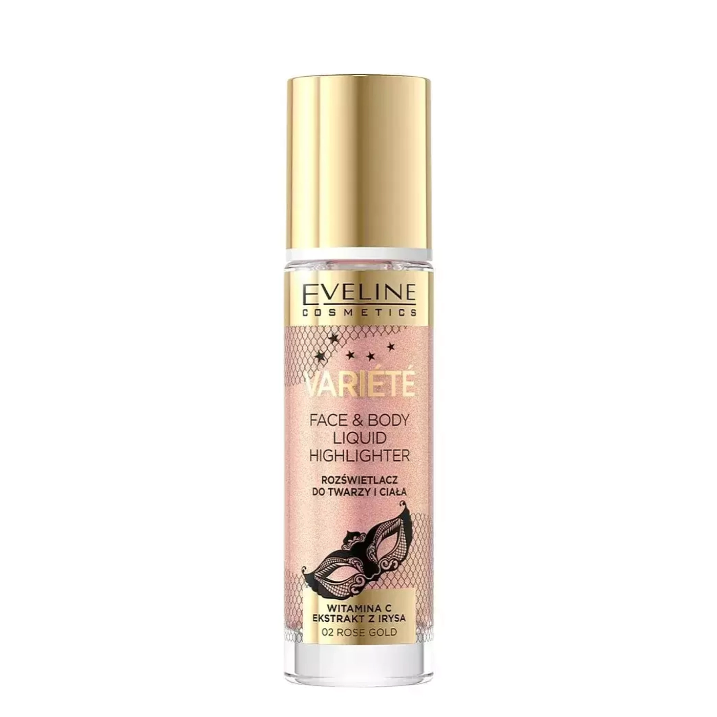 Eveline Cosmetics VARIETE Płynny rozświetlacz do twarzy i ciała 02 ROSE GOLD 30 ml