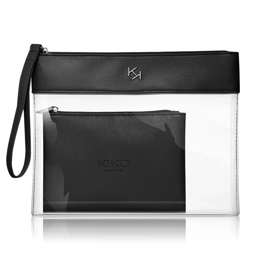 KIKO Milano Transparent Beauty Case przezroczysta kosmetyczka z wewnętrzną saszetką 001 Black