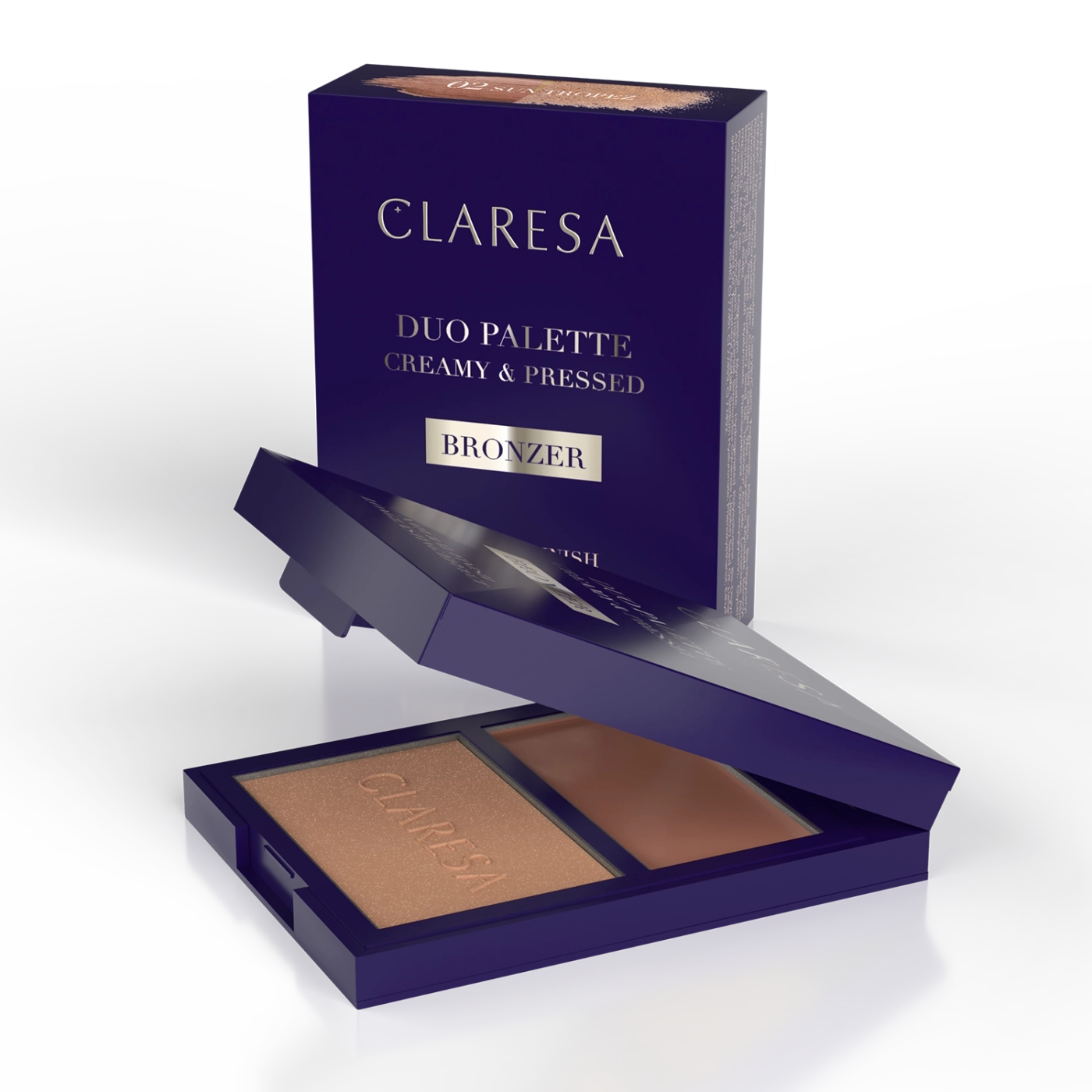Claresa DUO PALETTE CREAMY & PRESSED - BRONZER, Kremowo-pudrowa paleta do konturowania - bronzer 02 Sun Tropez 9,5 g