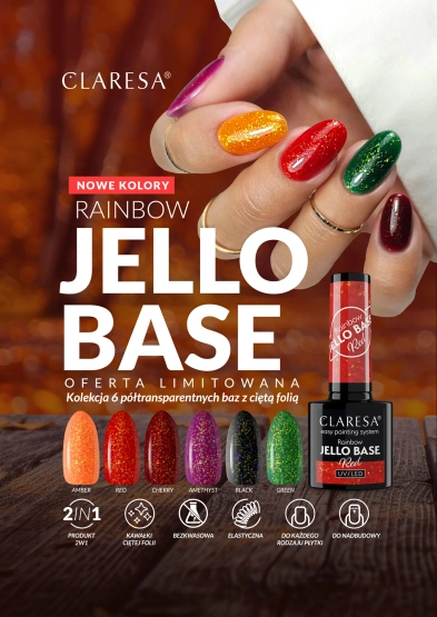 Claresa Nails Lakier hybrydowy Rainbow Jello Base Black 5g