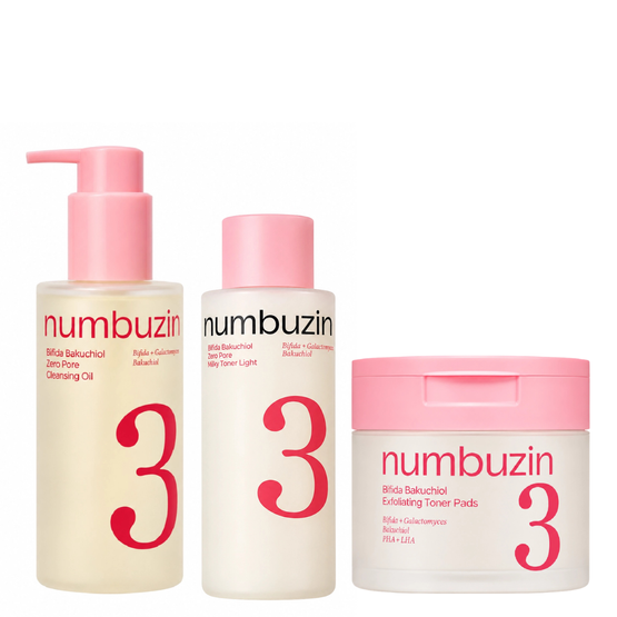 Numbuzin Zestaw No.3 Bifida Bakuchiol: Olejek do demakijażu + Mleczny tonik + Toner Pads'y