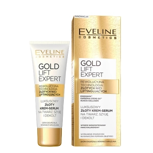 Eveline Cosmetics Gold Lift Expert luksusowy złoty krem-serum na twarz szyję i dekolt dla skóry dojrzałej 40ml