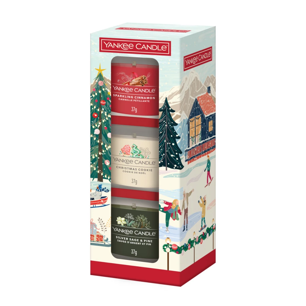 Yankee Candle Zestaw 3 świec mini - APRES SKI - Silver Sage & Pine, Christmas Cookie, Sparkling Cinnamon