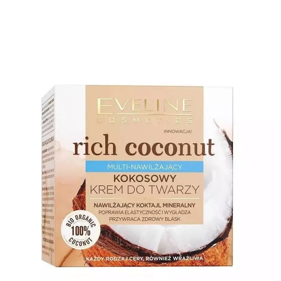 Eveline Cosmetics RICH COCONUT Multi-nawilżający kokosowy krem do twarzy 50 ml