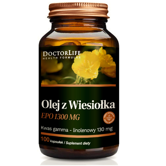 Doctor Life Olej z wiesiołka 1300mg suplement diety 100 kapsułek