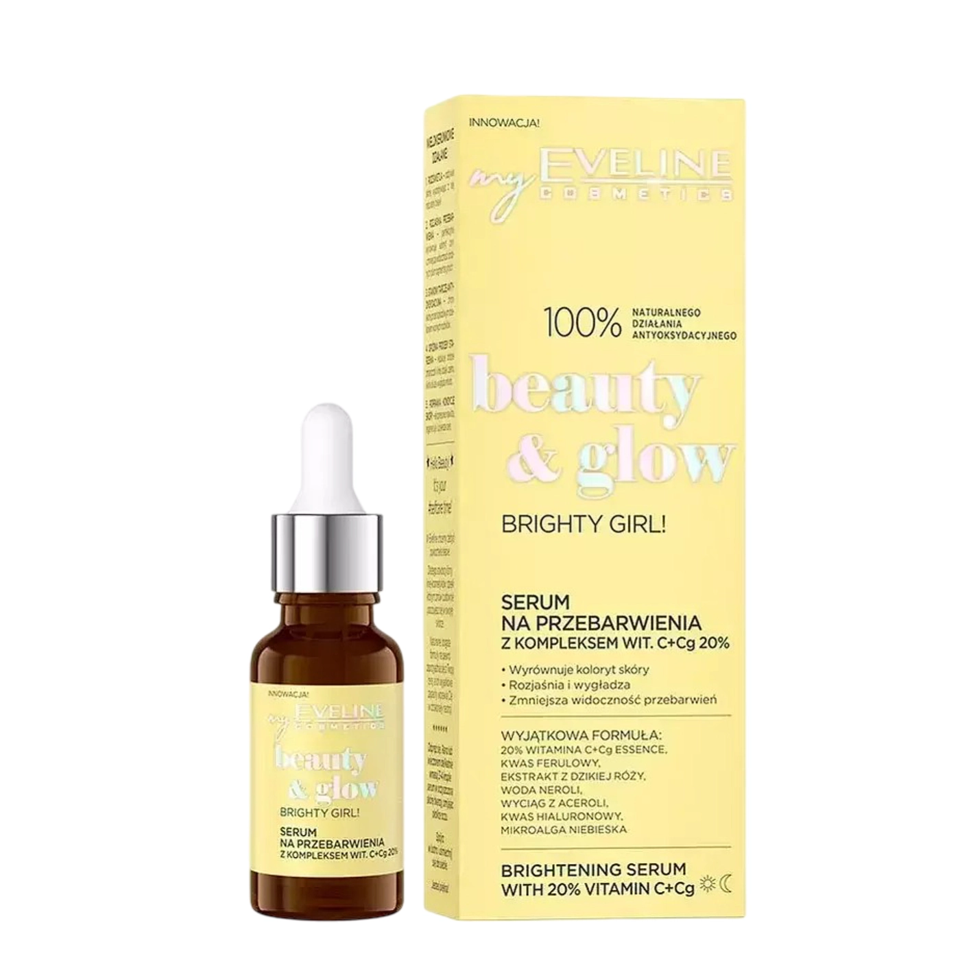 Eveline Cosmetics BEAUTY&GLOW Serum na przebarwienia z kompleksem witaminy C+Cg 20% 18ml