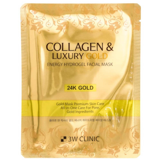 3W Clinic Collagen & Luxury Gold Energy Hydrogel hydrożelowa maseczka do twarzy ze złotem i kolagenem 30g