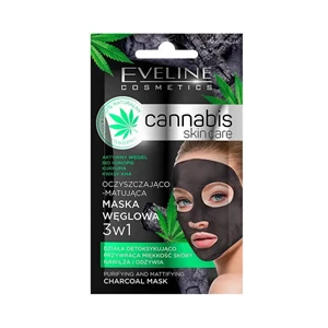Eveline Cosmetics CANABIS SKIN CARE Oczyszczająco-matująca maska węglowa 3w1, 7 ml