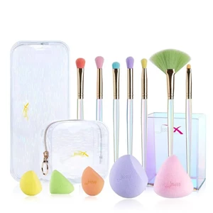 Jessup Zestaw do makijażu T319 Colorful Makeup Brushes Set with Sponge Storage Box 