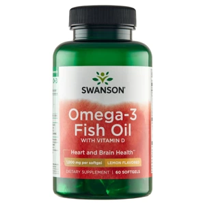 SWANSON Omega-3 Fish Oil + Witamina D3 60 kapsułek
